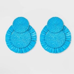 NWT sugarfix by Baublebar blue raffia statement earrings
